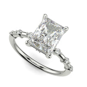 Ariana Radiant Cut Pave 4 Prong Petite Engagement Ring Setting - Nivetta